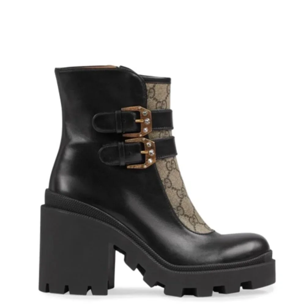 Gucci Kensington Nappa Samoa Ankle Boots with Buckle Detail - Picture 2 of 10